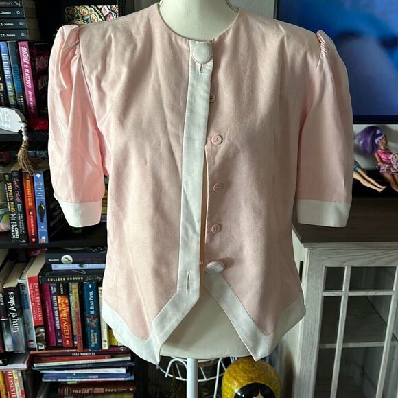 Talbots Jackets & Blazers - Talbots Size 12 Pink and white 80s vintage blazer